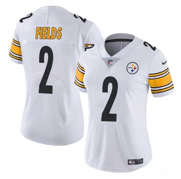 Womens Pittsburgh Steelers #2 Justin Fields White Vapor Football Stitched Jersey Dzhi